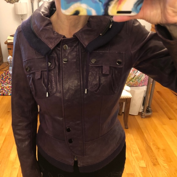 Leather jacket purple - Picture 10 of 12